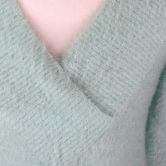 A New Day Fuzzy  V-neck Sweater In Mint Sz S - Picture 5 of 8